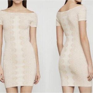 BCBGMaxAzria Cream Off-Shoulder Mini Dress